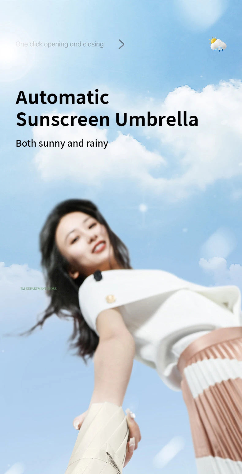 24 Bone Windproof anti-UV Fully Automatic Large Umbrella 3 Folding Ribs Double Umbrella Travel Rain Men Women Umbrellas UPF Gift