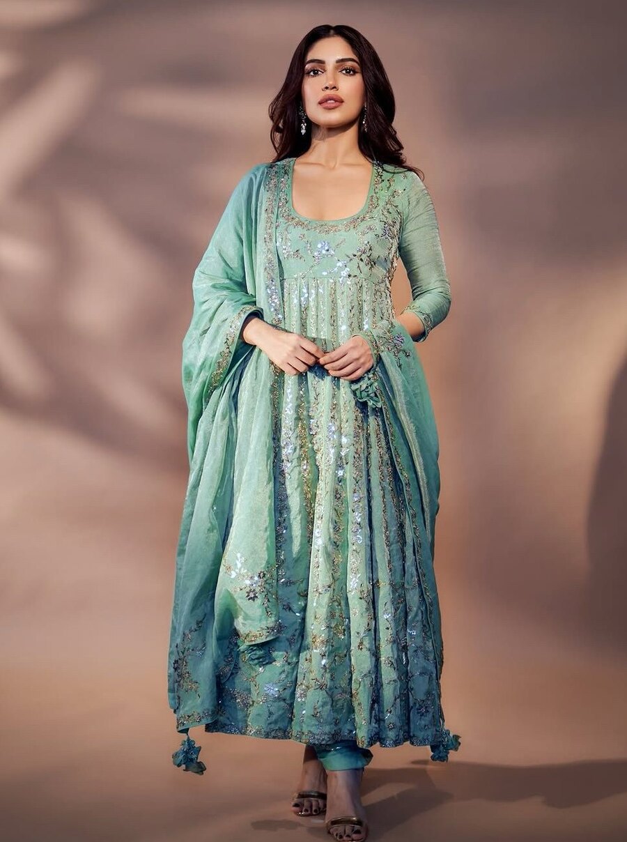 Elegant DESIGNER CHINON SILK ZARI AND SEQUENCE EMBROIDERY WORK GOWN BOTTOM WITH DUPATTA SKY for a stunning look.