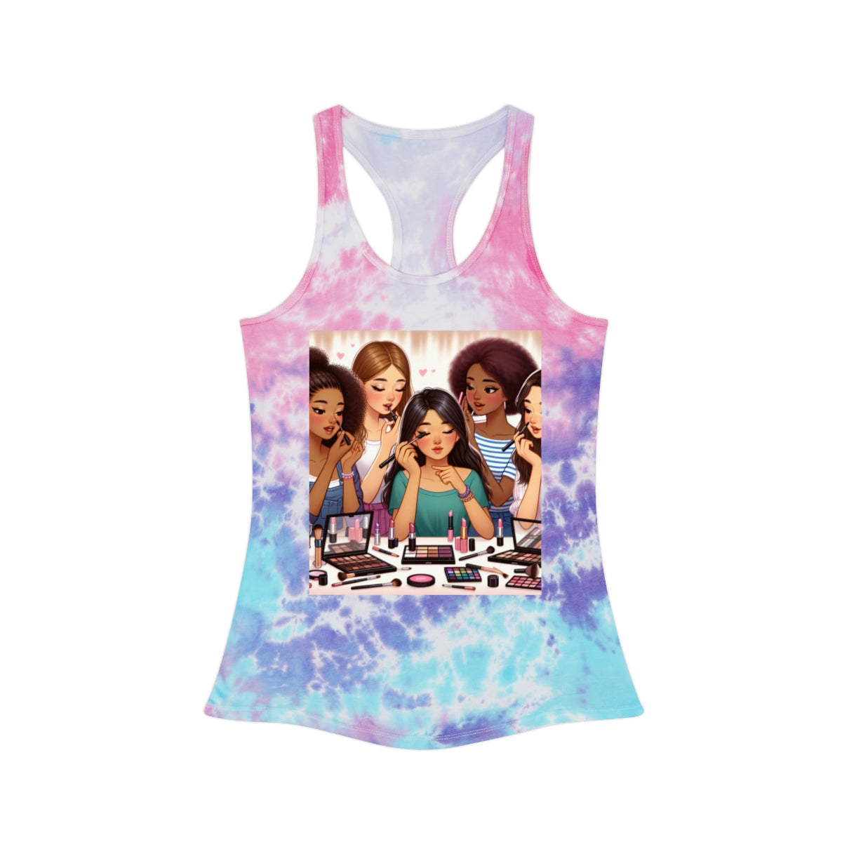 Chic Tie Dye Racerback Tank Top for Fashionistas, perfect for summer style, beachwear, and girls night out. Ideal gift!