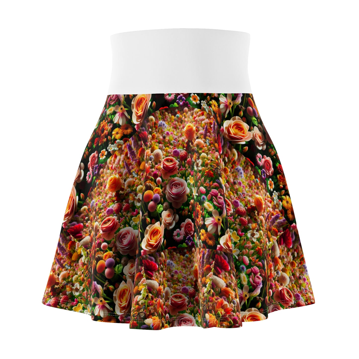 Bright and colorful Floral Women Skater Skirt, perfect for spring festivals and stylish summer parties.