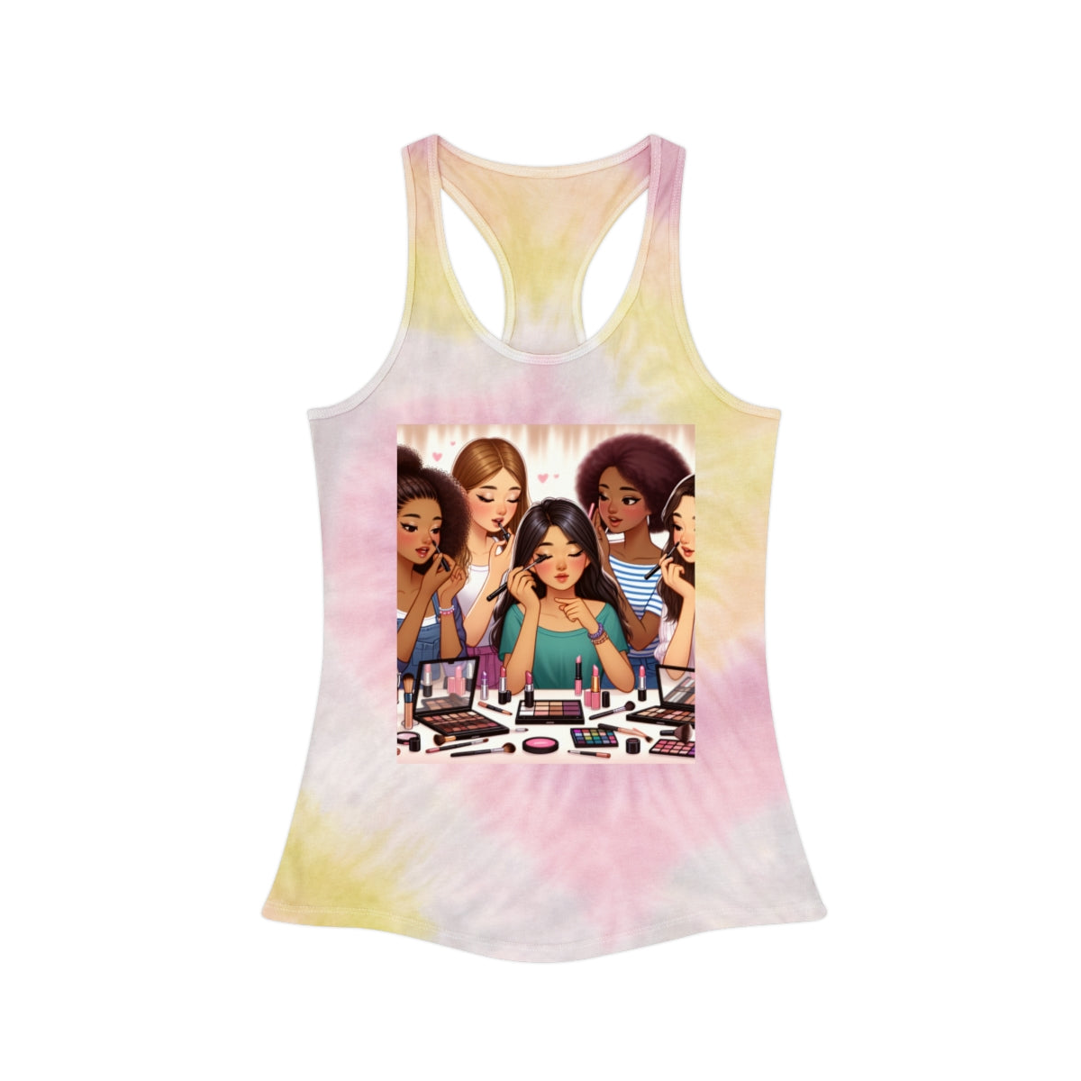 Chic Tie Dye Racerback Tank Top for Fashionistas, perfect for summer style, beachwear, and girls night out vibes.