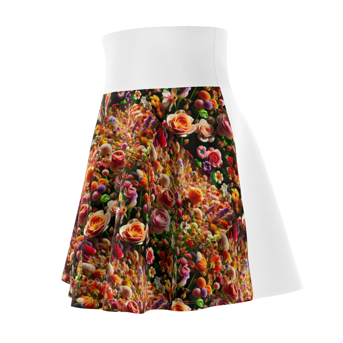 Floral Women Skater Skirt showcases vibrant prints, perfect for spring parties and summer festivals in boho chic style.